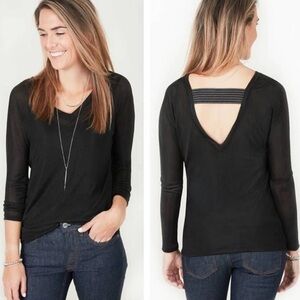 Stella & Dot Womn XXL Sheer Mesh V-Neck Long Sleeve Cutout Back Renegade Top NWT